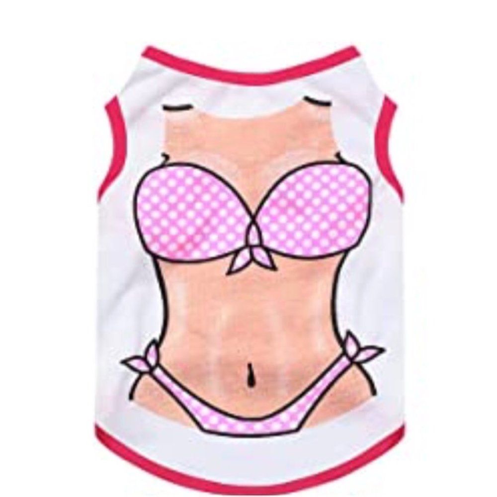 2/$10; 4/$15 LAST ONE!! NWOT, Pink & White Bikini Little Pet Tee: Medium